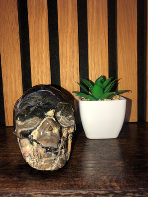 Volcano Agate Skull Carving