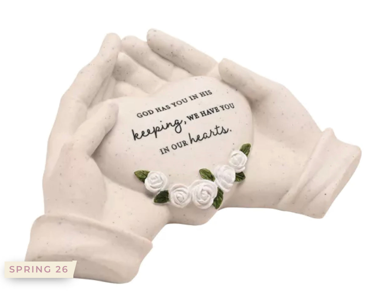 THOUGHTS OF YOU HEART IN HANDS GRAVESIDE PLAQUE