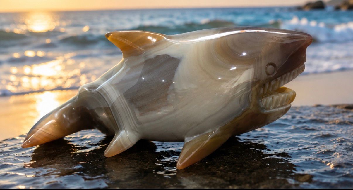 Agate Shark Carvings