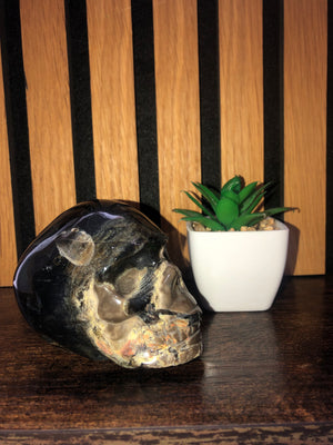 Volcano Agate Skull Carving