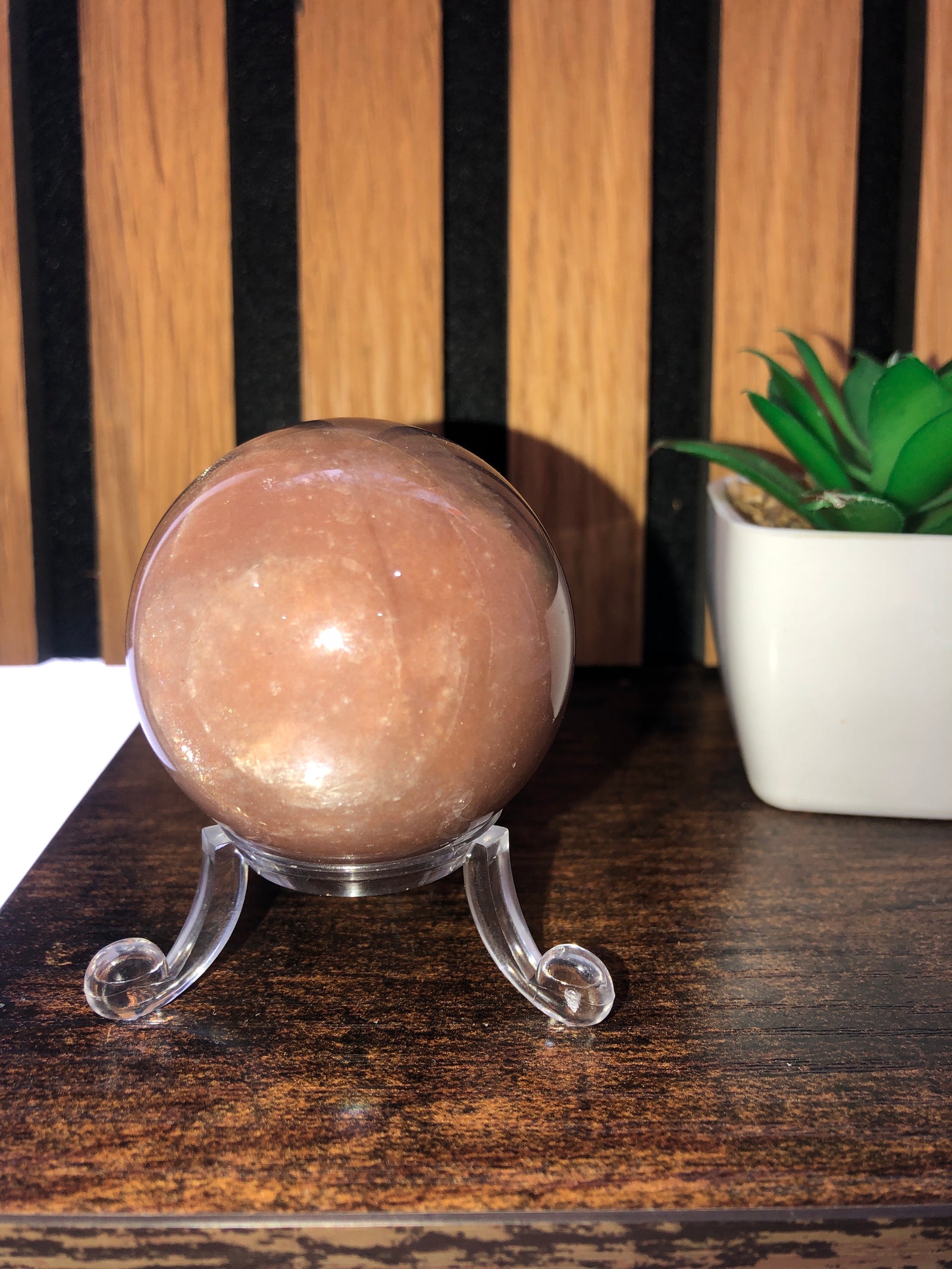 Black moonstone Sphere with flash