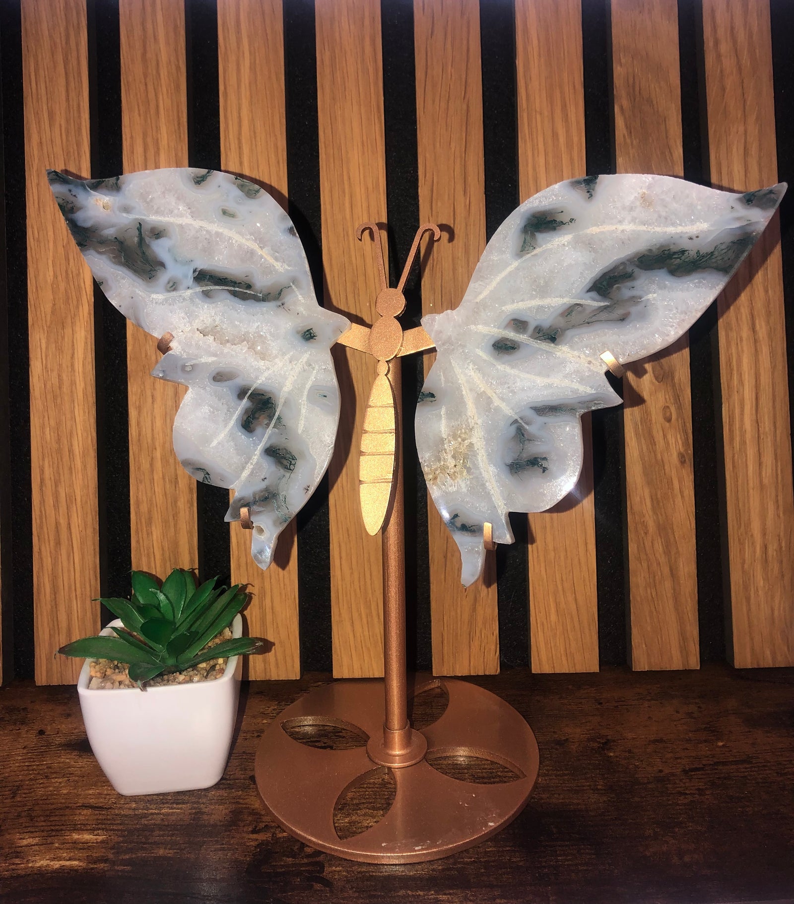 Green moss agate butterfly