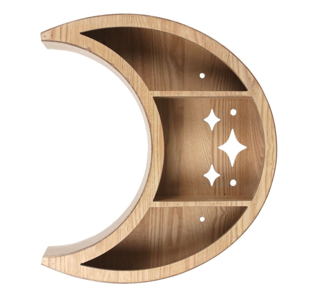 WOODEN CRESCENT MOON WALL SHELF