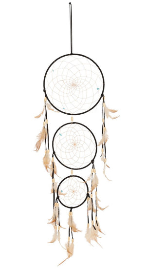 BLACK TRIPLE DREAMCATCHER WITH FEATHERS