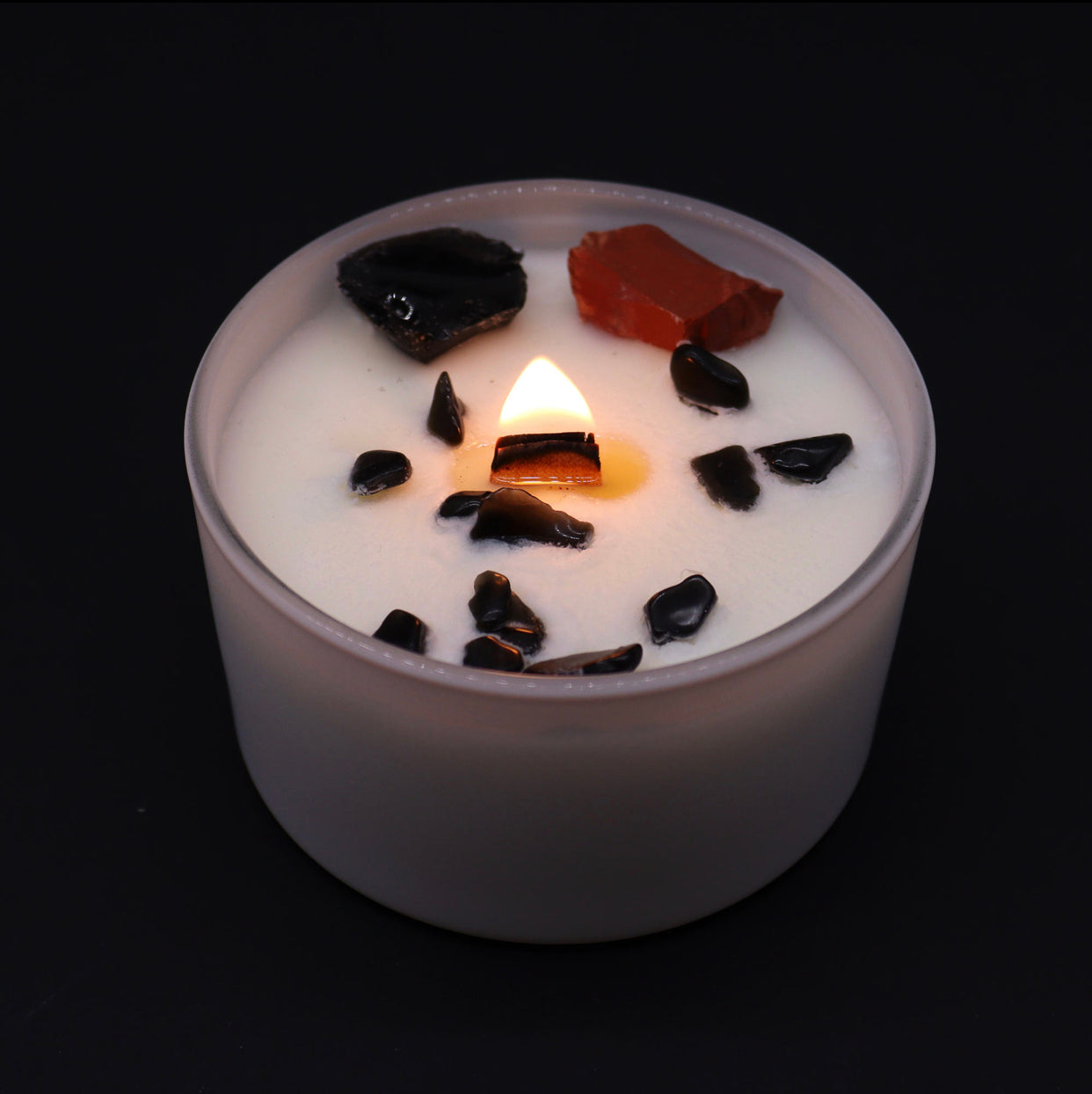 Root chakra crystal candle