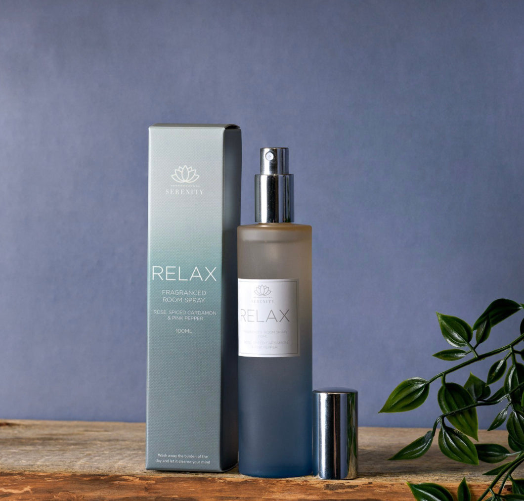 SERENITY RELAX ROOM SPRAY 100ML ROSE,CARDAMON & PINK PEPPER