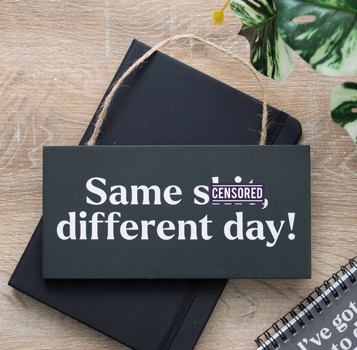 SAME SH*T, DIFFERENT DAY SWEARY HANGING SIGN