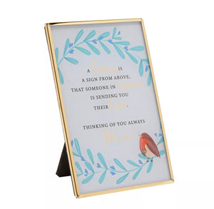 THOUGHTS OF YOU GLASS PLAQUE ROBIN