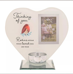 THOUGHTS OF YOU TEA LIGHT HOLDER WITH PHOTO robin