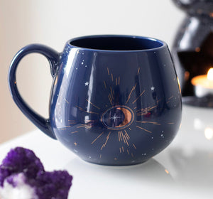 BLUE CRESCENT MOON ROUNDED MUG