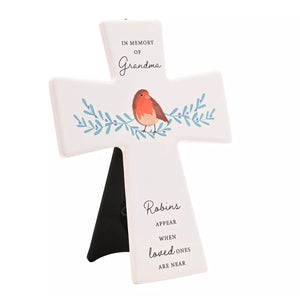 THOUGHTS OF YOU ROBIN CROSS PLAQUE