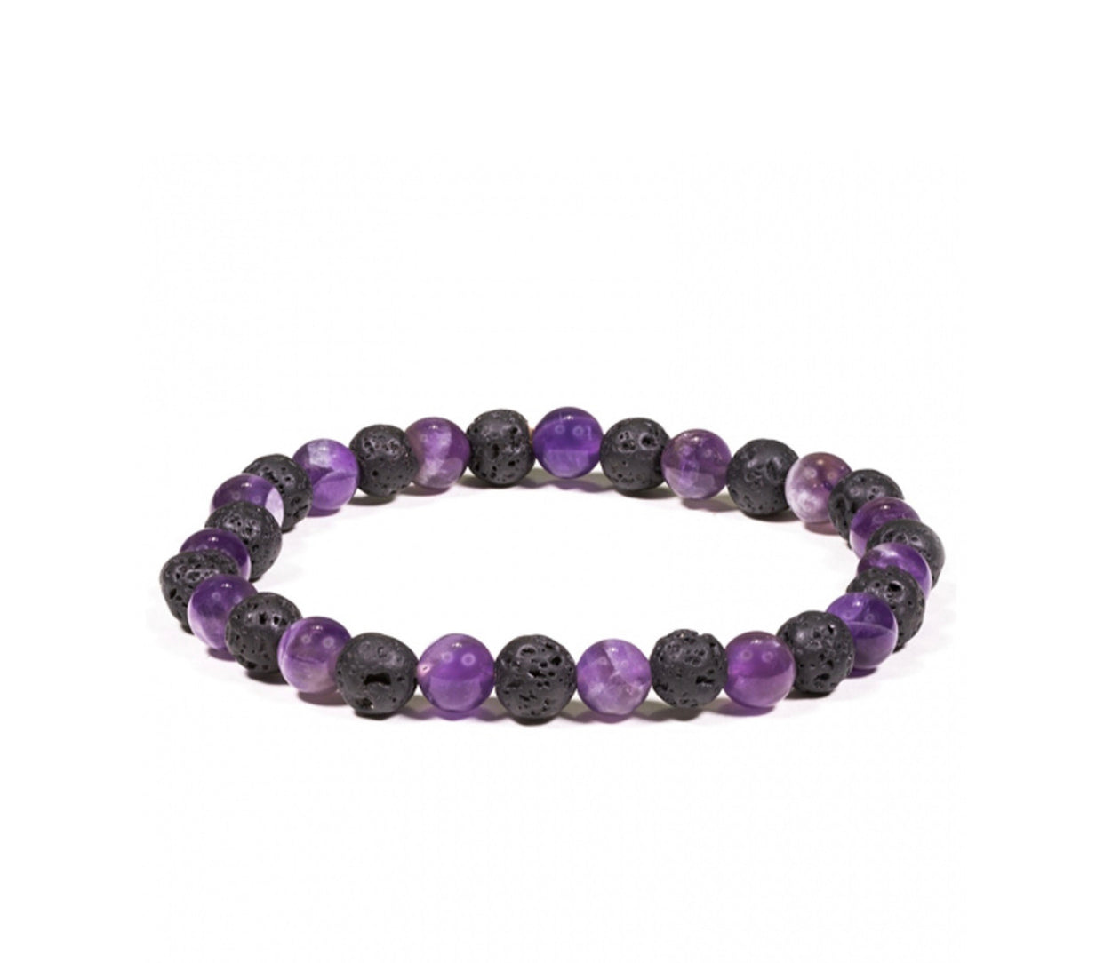 Lava bead bracelet with amethyst