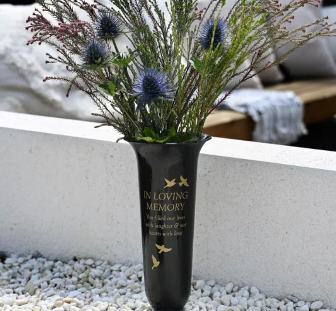 THOUGHTS OF YOU' BLACK VASE - LOVING MEMORY