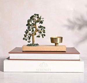 SERENITY GEMSTONE TREE TEA LIGHT HOLDER - GREEN JADE