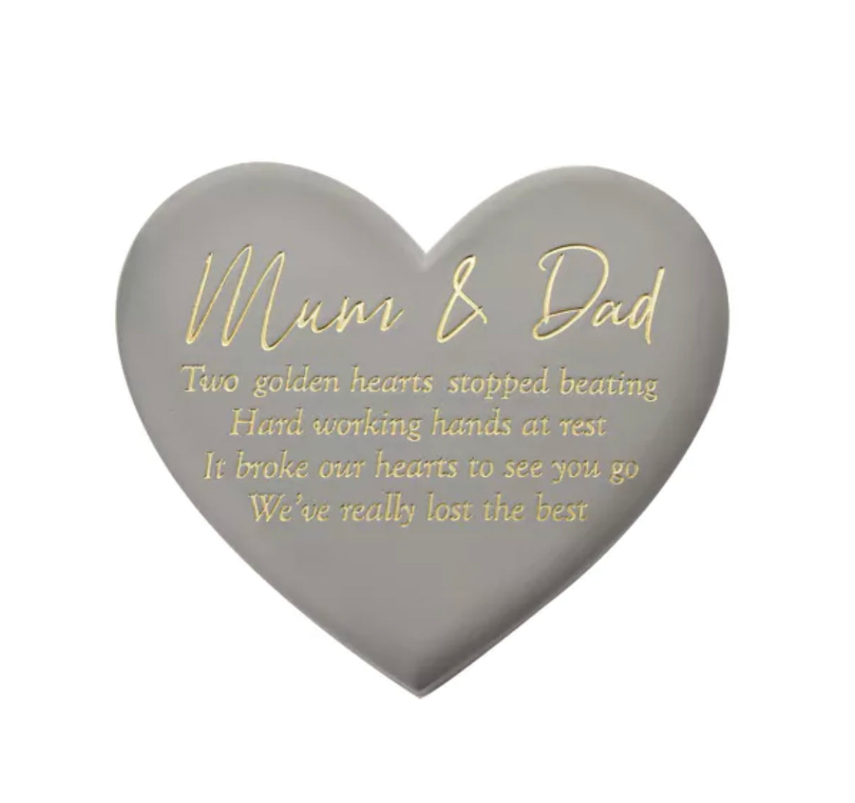 THOUGHTS OF YOU MEMORIAL GRAVESIDE HEART PLAQUE - MUM & DAD