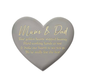 THOUGHTS OF YOU MEMORIAL GRAVESIDE HEART PLAQUE - MUM & DAD/GRANDPARENTS