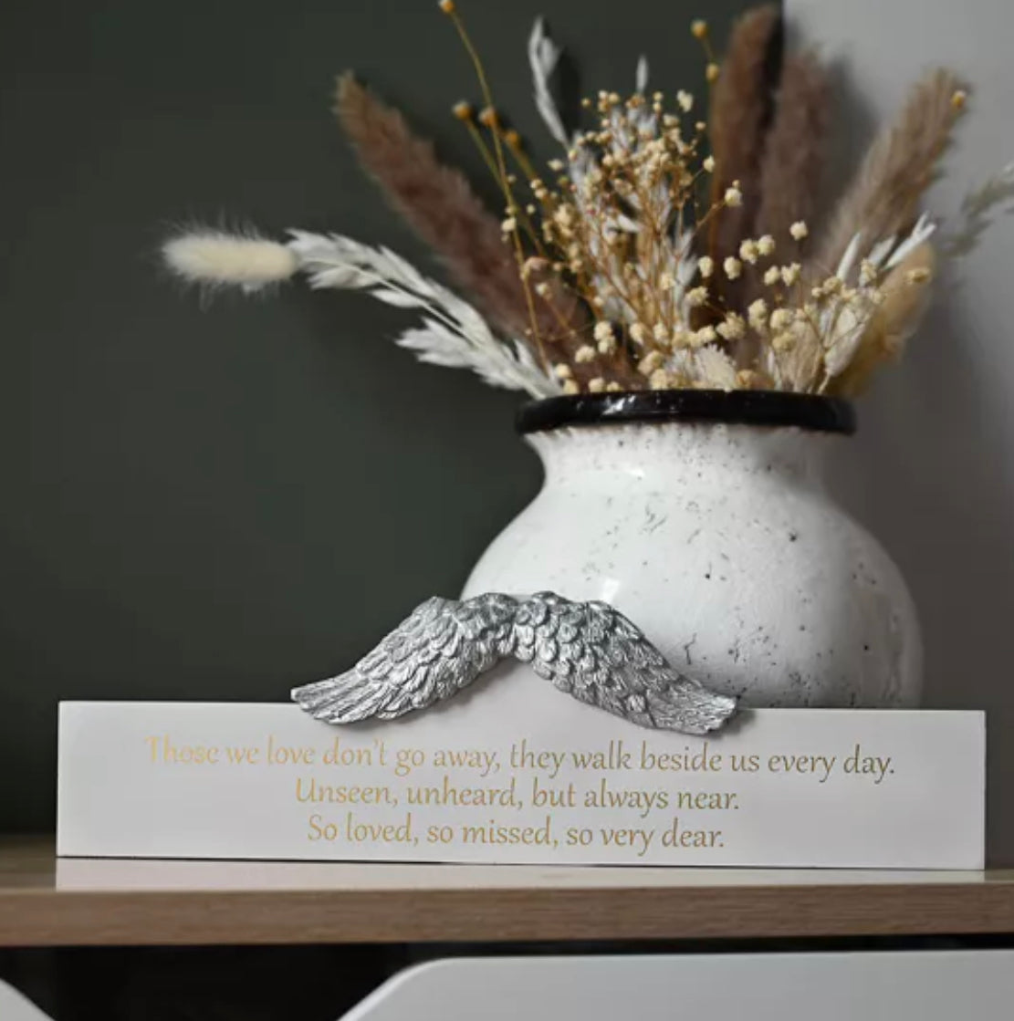 THOUGHTS OF YOU ANGEL WINGS MANTEL PLAQUE