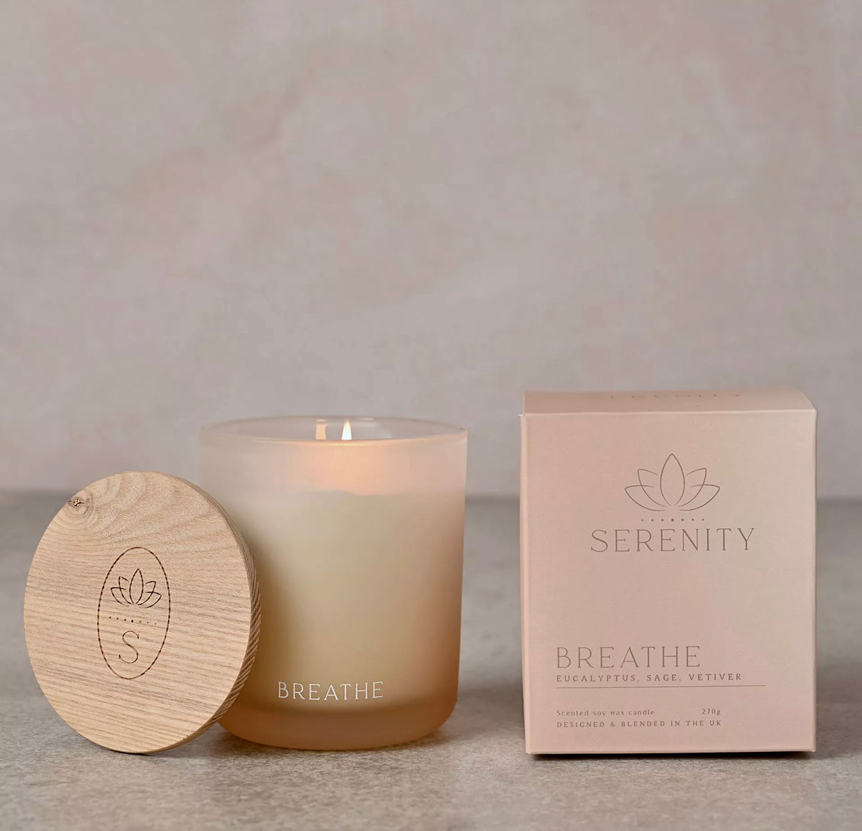 SERENITY BREATHE CANDLE 270G EUCALYPTUS, SAGE & VETIVER