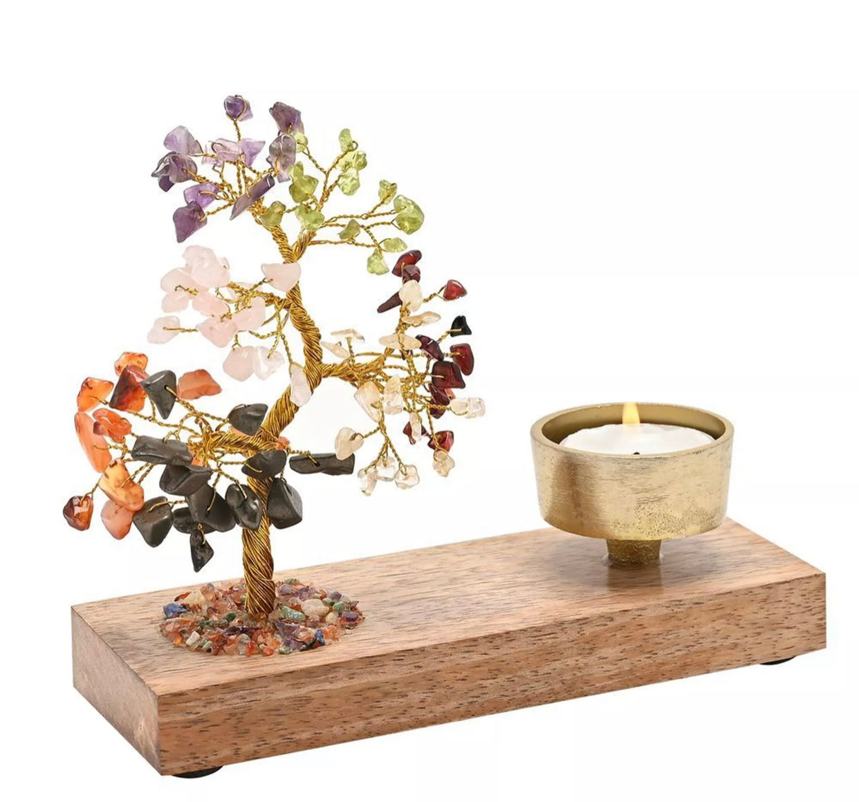 SERENITY GEMSTONE TREE TEA LIGHT HOLDER - 7 CHAKRAS