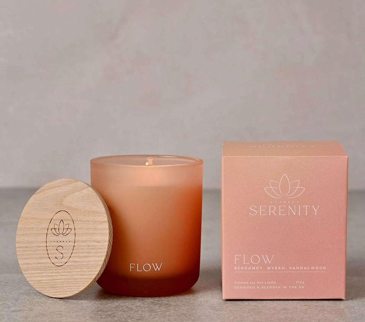 SERENITY FLOW CANDLE 270G BERGAMOT, MYRRH & SANDALWOOD