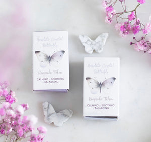 WHITE HOWLITE BUTTERFLY KEEPSAKE TOKEN