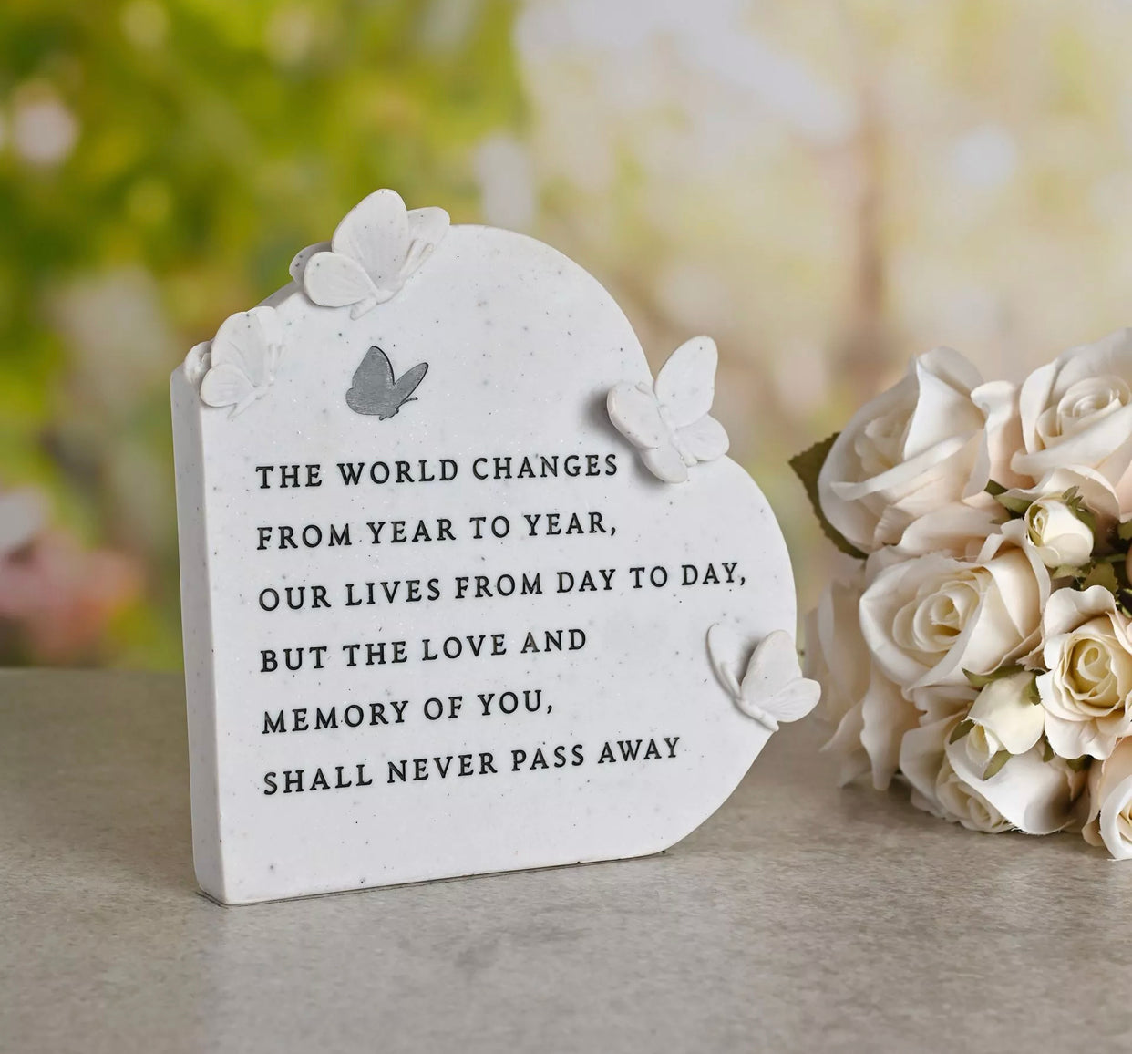 THOUGHTS OF YOU BUTTERFLY GRAVESIDE STANDING HEART - THE WORLD