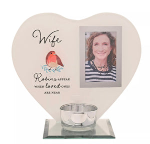 THOUGHTS OF YOU TEA LIGHT HOLDER WITH PHOTO robin
