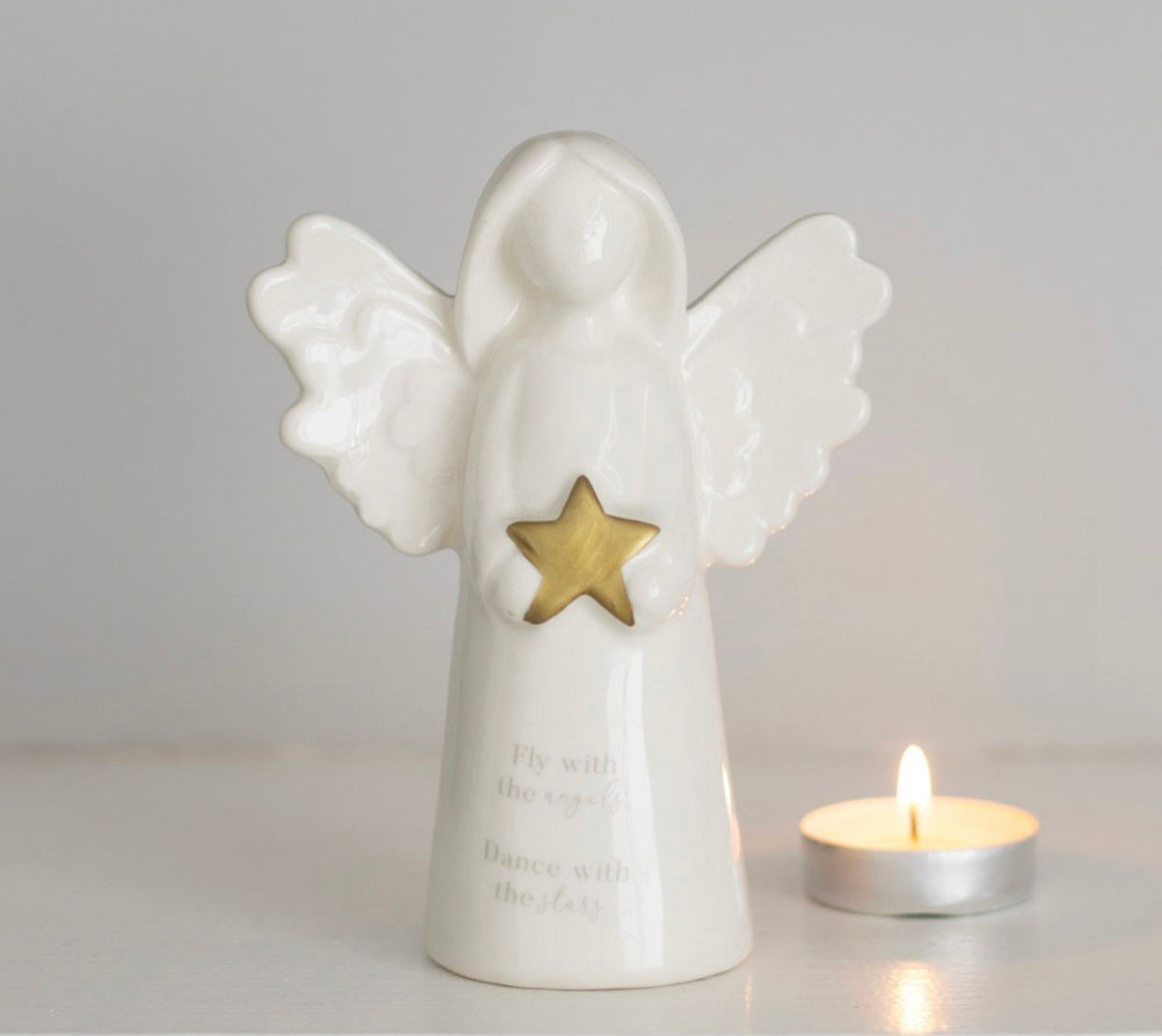 FLY WITH THE ANGELS SENTIMENT ANGEL ORNAMENT