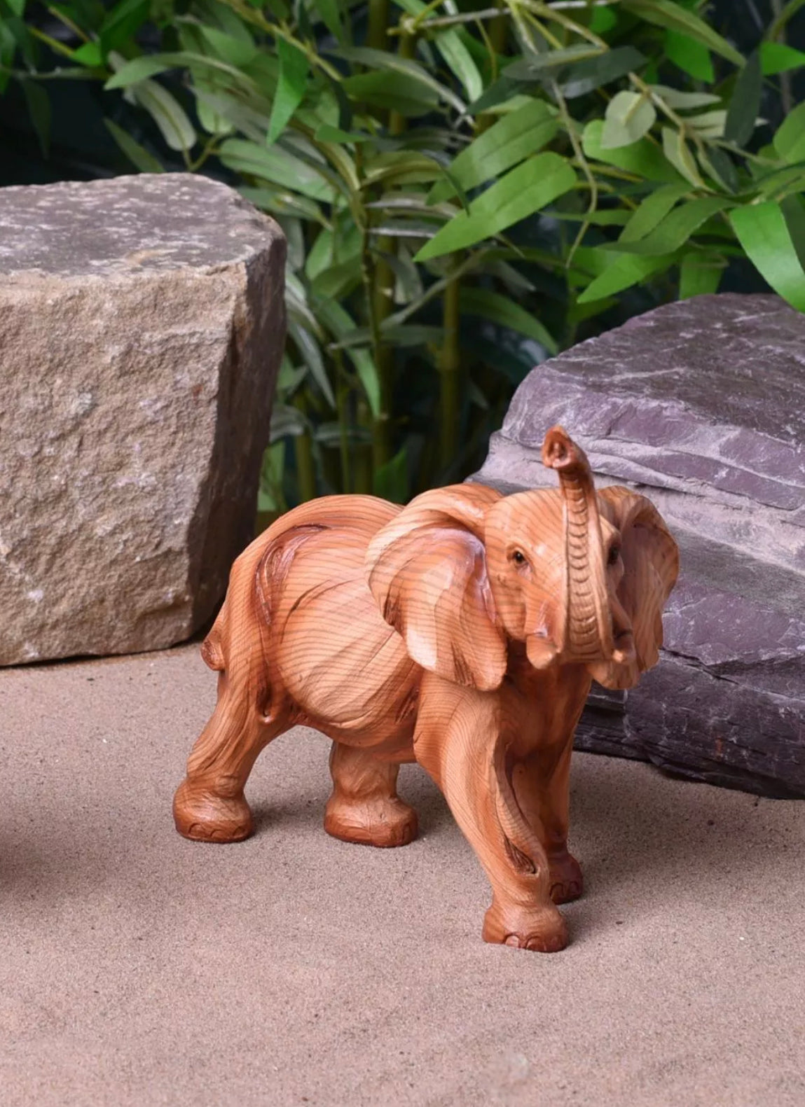 NATURECRAFT WOOD EFFECT RESIN FIGURINE - ELEPHANT