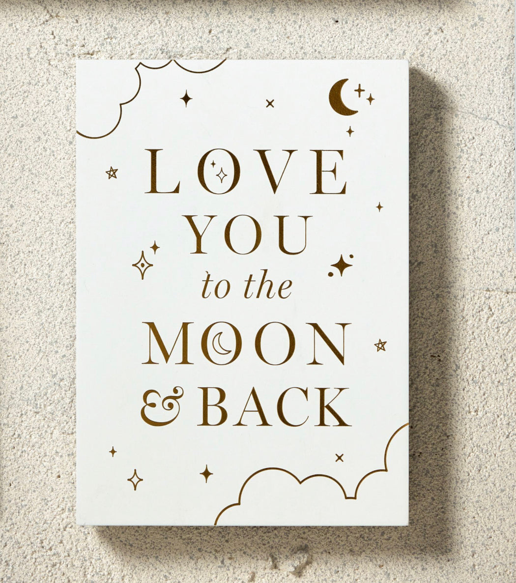BAMBINO WOODEN STANDING PLAQUE "MOON & BACK" 21X15CM