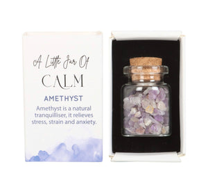 JAR OF CALM AMETHYST CRYSTAL IN A MATCHBOX