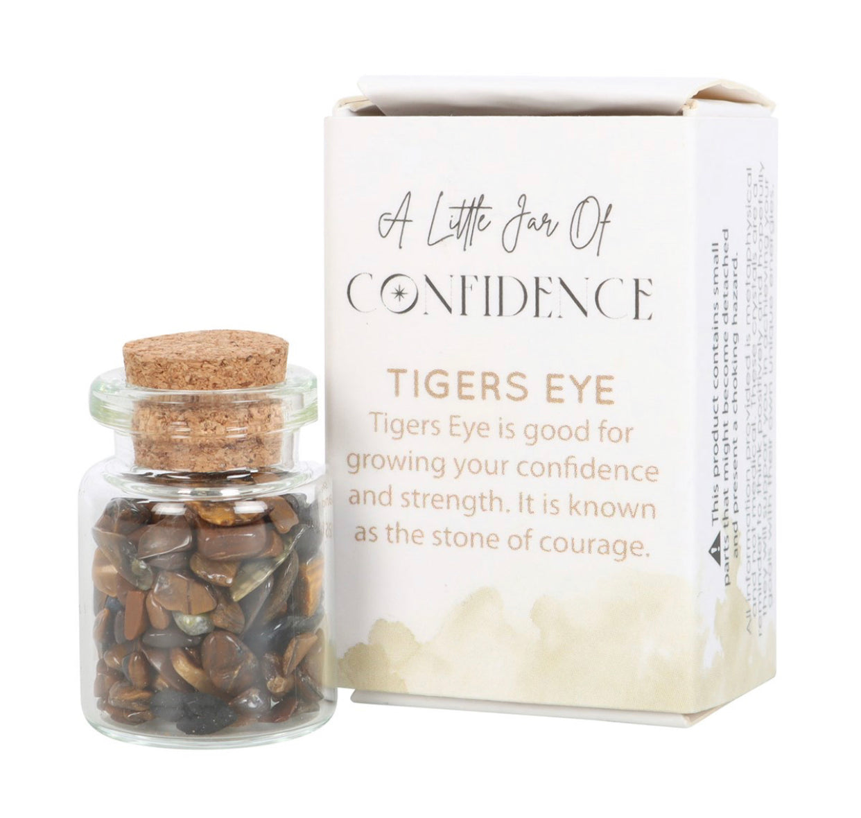 JAR OF CONFIDENCE TIGER'S EYE CRYSTAL IN A MATCHBOX