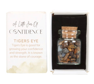 JAR OF CONFIDENCE TIGER'S EYE CRYSTAL IN A MATCHBOX