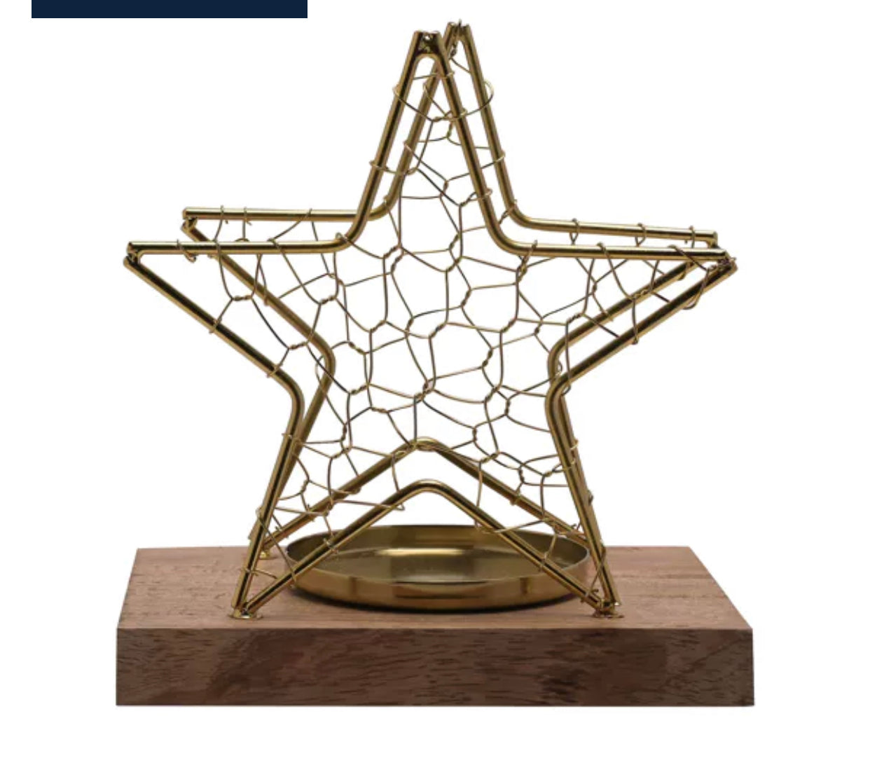 GOLD STAR WIRE CANDLE HOLDER