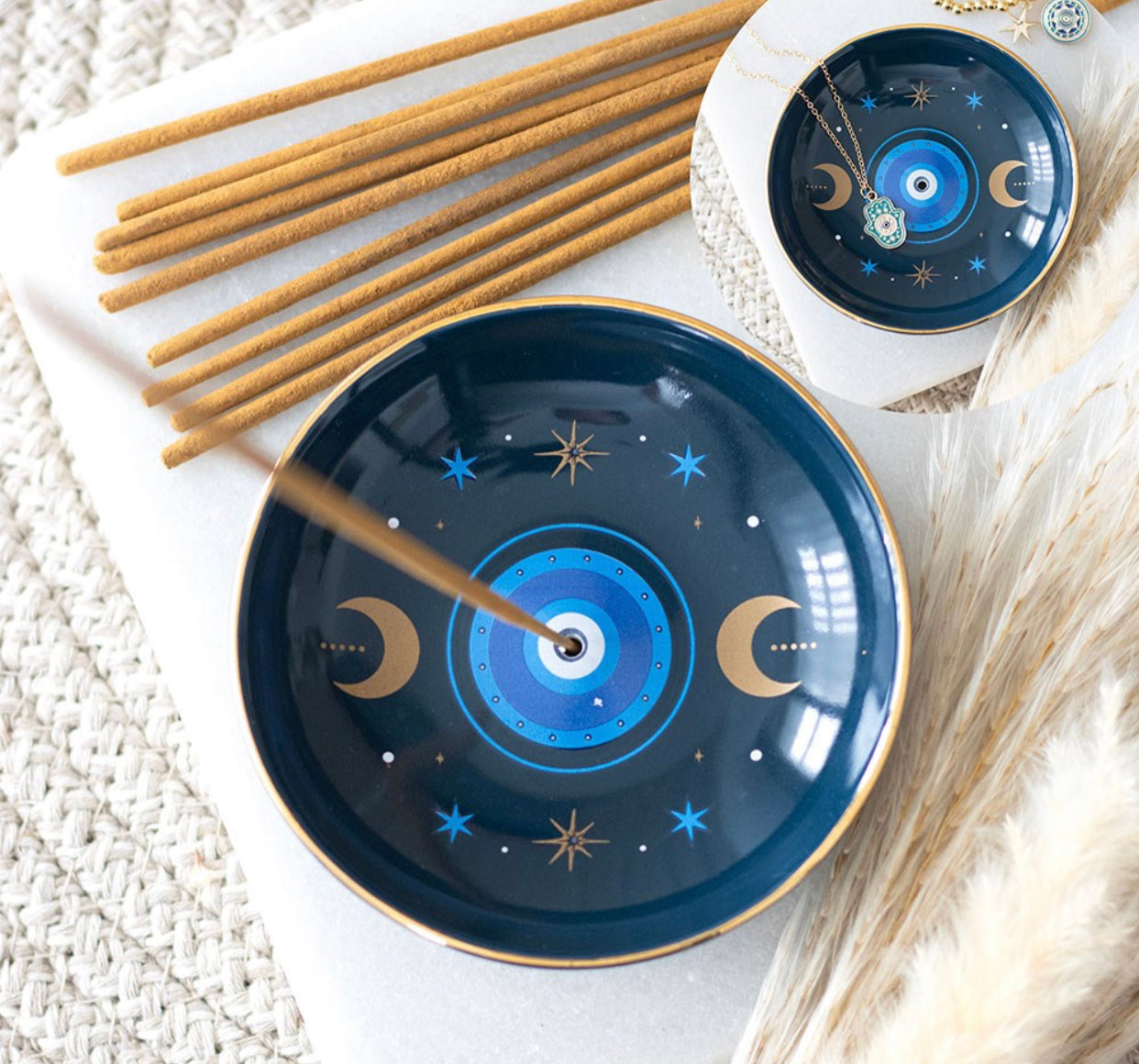 BLUE ALL SEEING EYE PRINT INCENSE HOLDER