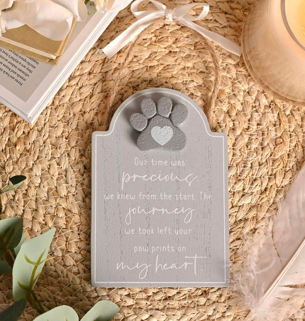 THOUGHTS OF YOU PET HANGING PLAQUE - PAWPRINTS VERSE