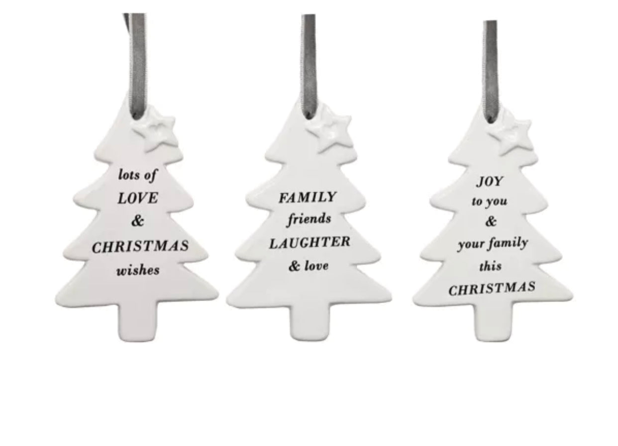 TREE SHAPED CERAMIC HANGING DECORATIONS