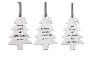 TREE SHAPED CERAMIC HANGING DECORATIONS