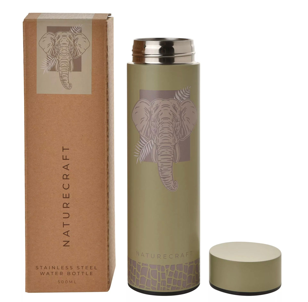 NATURECRAFT ELEPHANT 500ML REUSABLE BOTTLE STONE