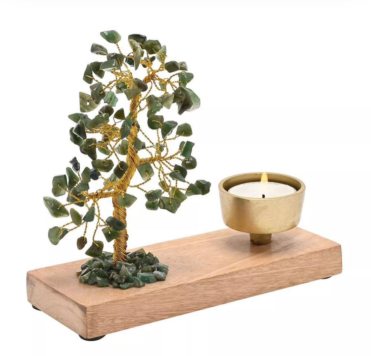 SERENITY GEMSTONE TREE TEA LIGHT HOLDER - GREEN JADE