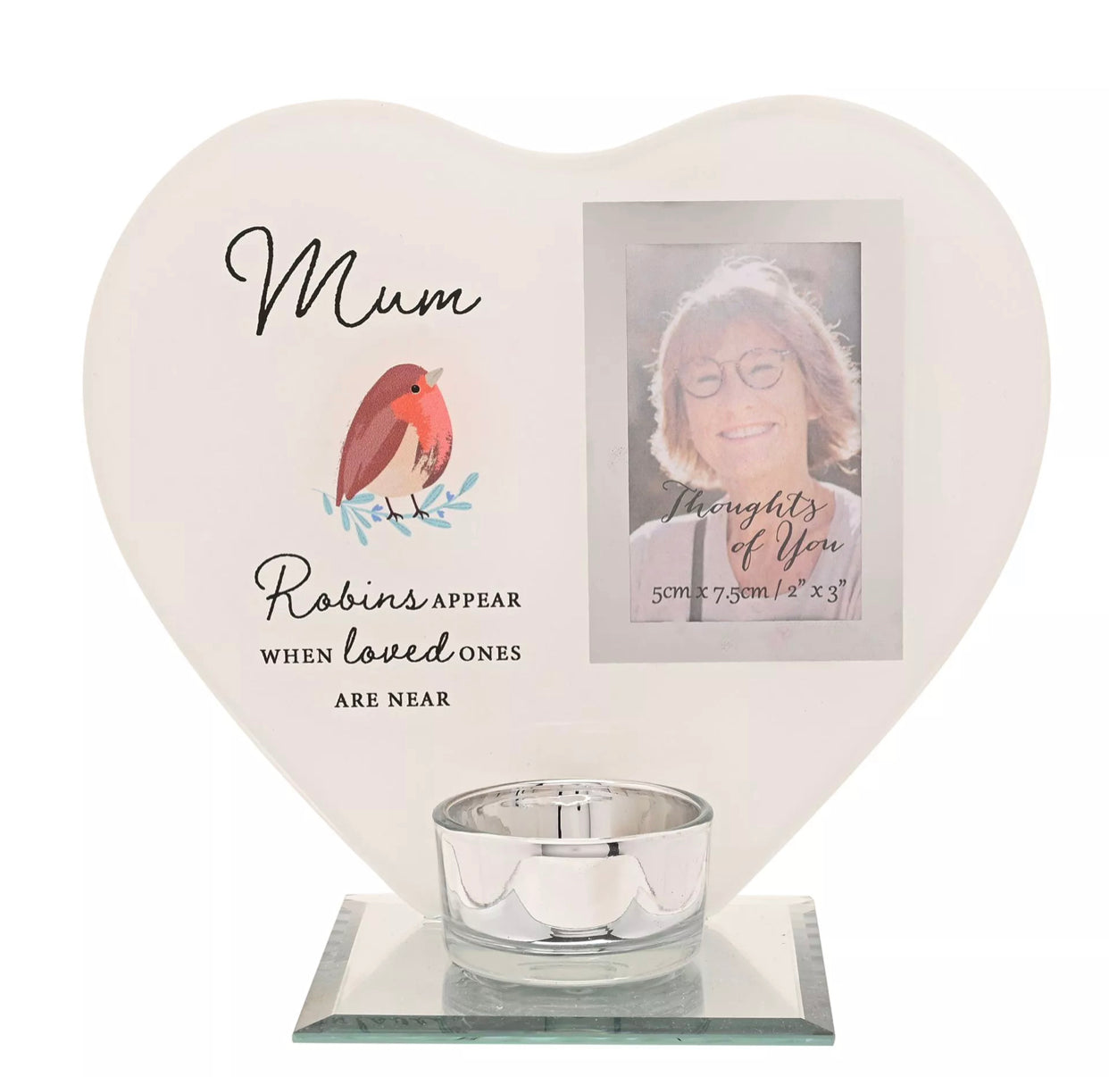 THOUGHTS OF YOU TEA LIGHT HOLDER WITH PHOTO robin