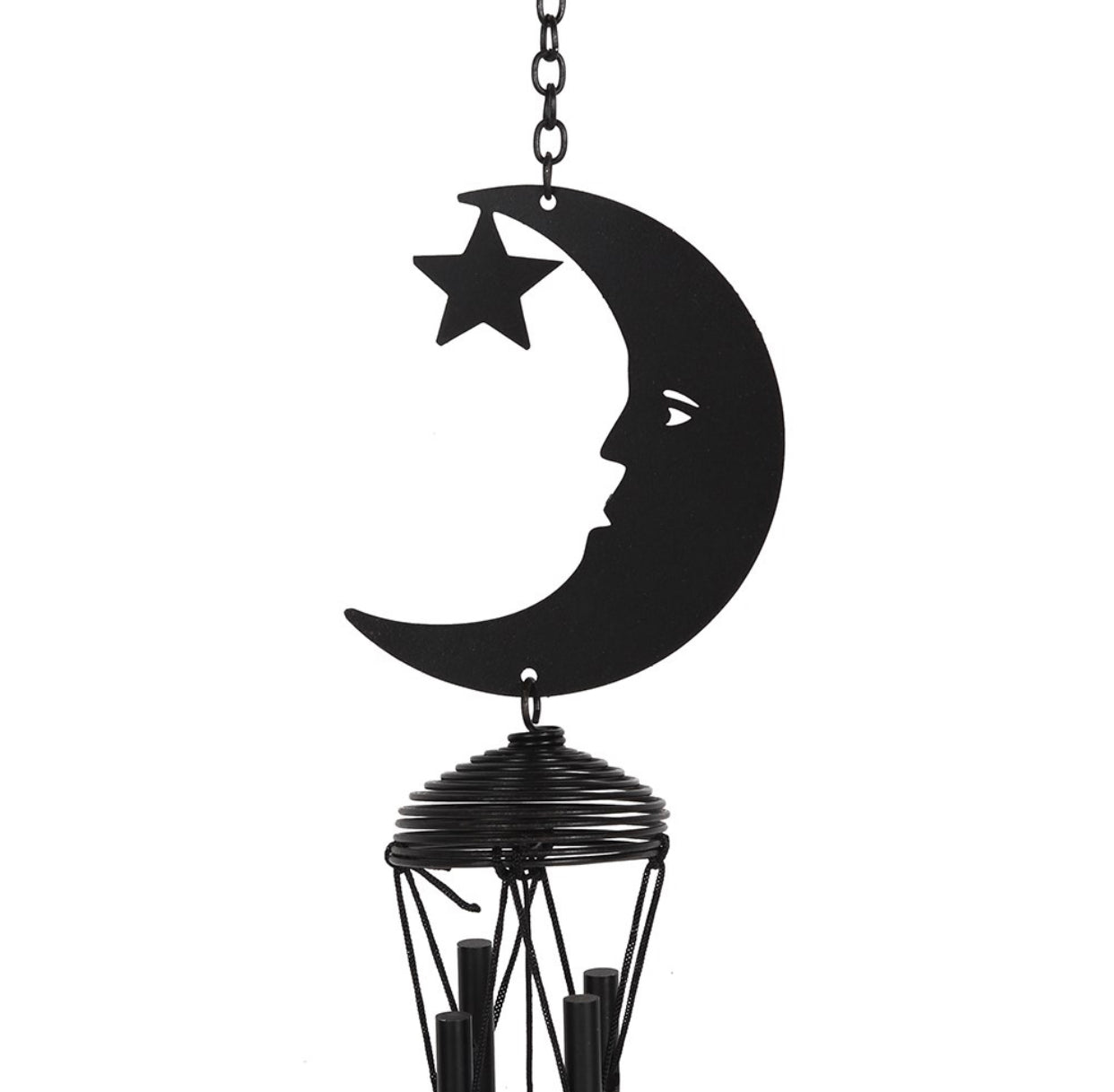 BLACK CRESCENT MOON CUTOUT WINDCHIME