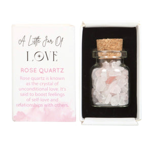 JAR OF LOVE ROSE QUARTZ CRYSTAL IN A MATCHBOX