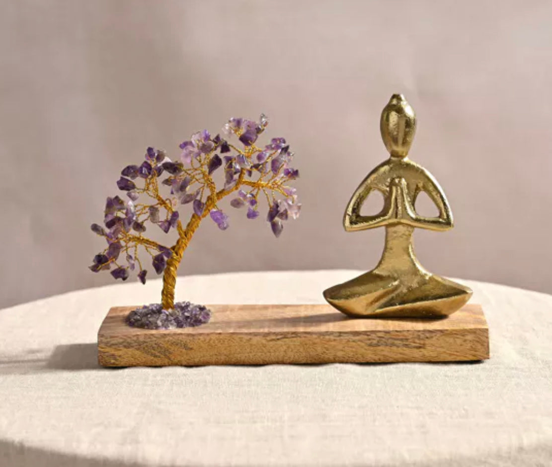 SERENITY GEMSTONE TREE YOGA ORNAMENT - AMETHYST
