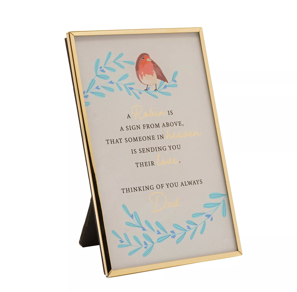 THOUGHTS OF YOU GLASS PLAQUE ROBIN
