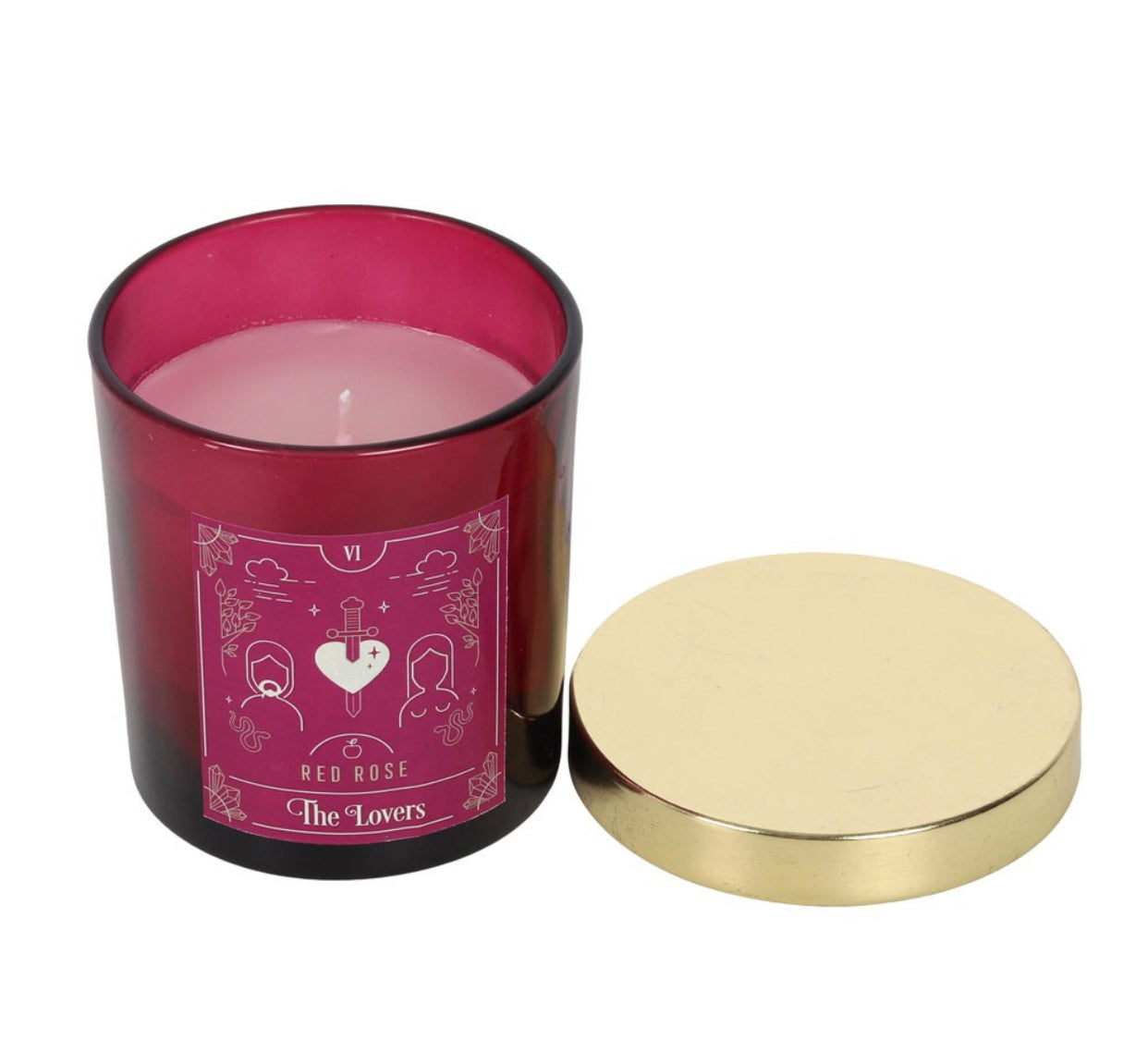 THE LOVERS RED ROSE TAROT CANDLE