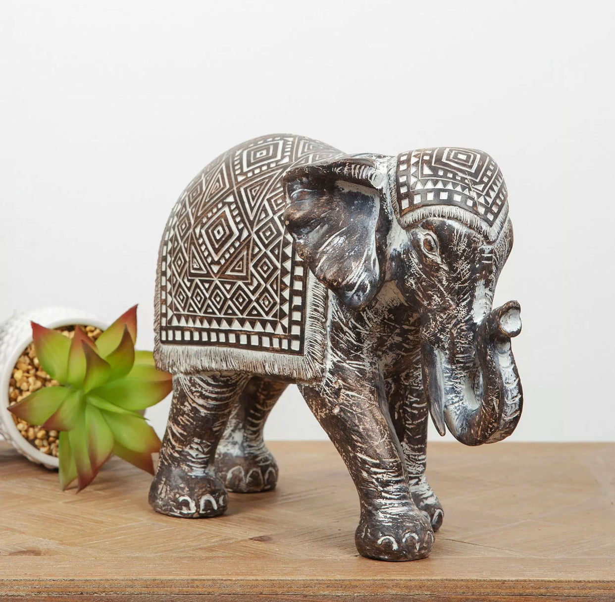 AZTEC PATTERNED ELEPHANT FIGURINE