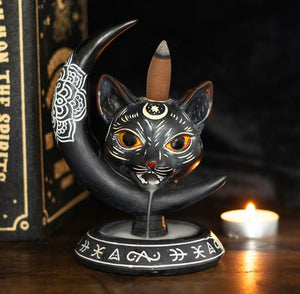 BLACK CAT MOON BACKFLOW INCENSE BURNER