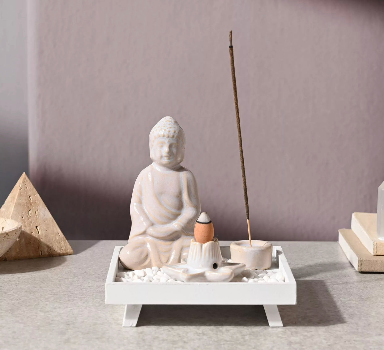 SERENITY ALTER INCENSE BURNER SET - WHITE