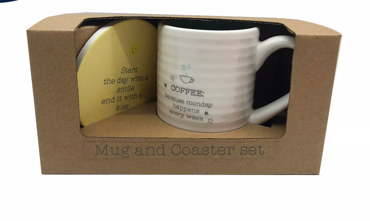LOVE LIFE MUG & COASTER SET - START THE DAY